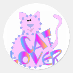Rosa Cat Lover Tshirts och Gifts Runt Klistermärke