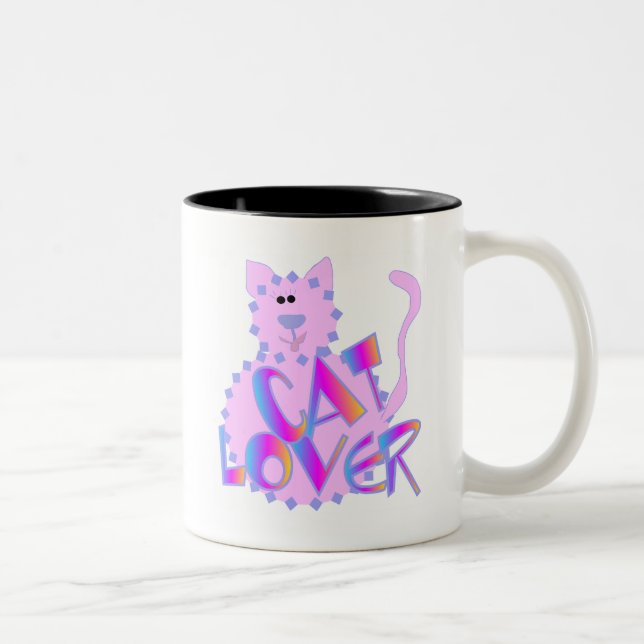 Rosa Cat Lover Tshirts och Gifts Två-Tonad Mugg (Höger)