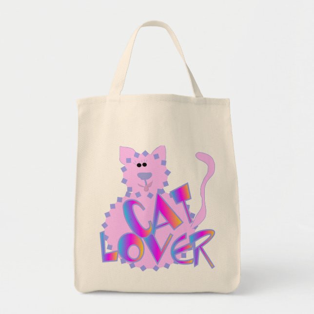 Rosa Cat Lover Tshirts och Gifts Tygkasse (Framsidan)