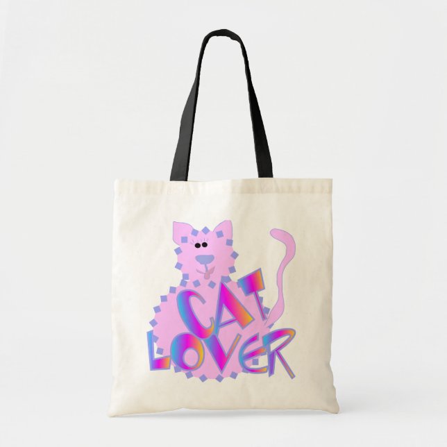 Rosa Cat Lover Tshirts och Gifts Tygkasse (Framsidan)