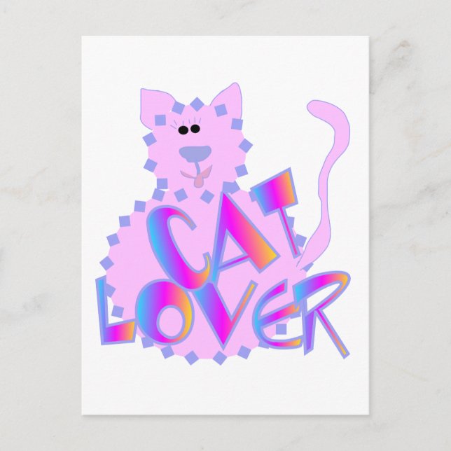 Rosa Cat Lover Tshirts och Gifts Vykort (Framsida)