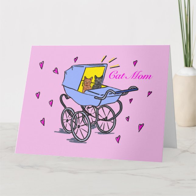 Rosa Cat-Mamma-mappat gratulationskort Kort (Framsida)