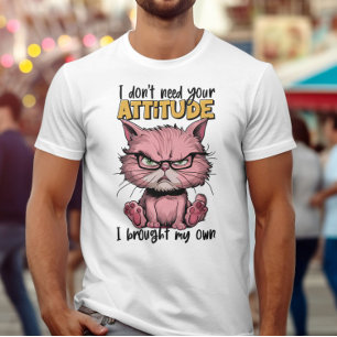 Rosa Cat med attityd T Shirt