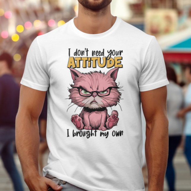 Rosa Cat med attityd T Shirt (Skapare uppladdad)