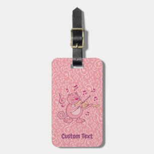 Rosa Cat med Violin Luggage Tag Bagagebricka