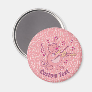 Rosa Cat med Violin Magnet