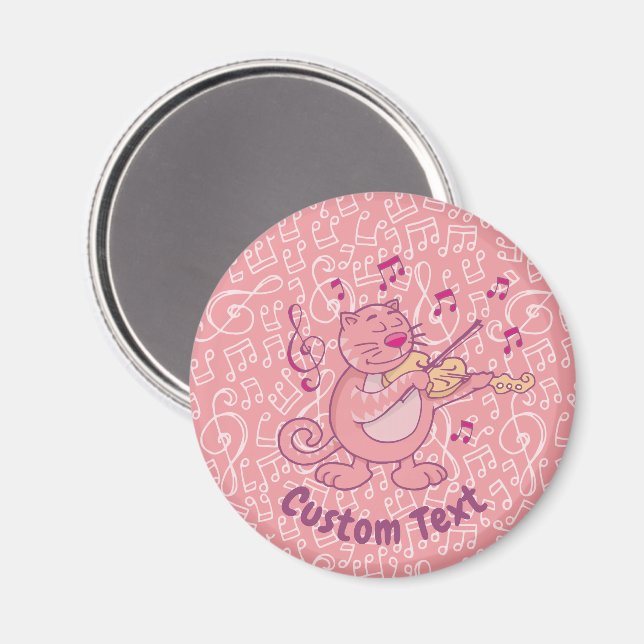 Rosa Cat med Violin Magnet (Front/Back)
