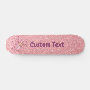 Rosa Cat med Violin Skateboard