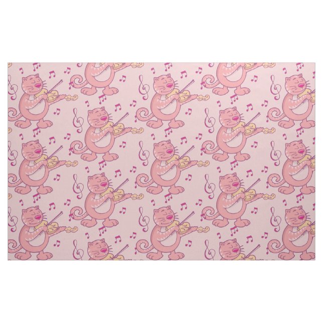 Rosa Cat med Violin Tyg (Fat Quarter)
