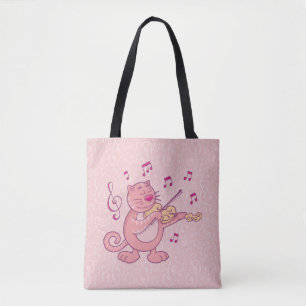 Rosa Cat med Violin Tygkasse