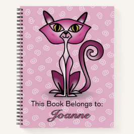 Rosa Cat med vit trådlös bakgrundsdator