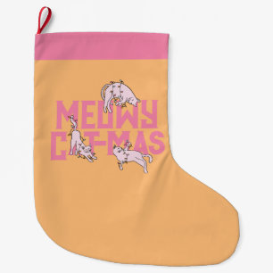 Rosa Cat Meowy jul Ljus Stocking Stor Julstrumpa