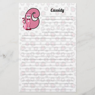 Rosa Cat Mongrammed ’C’-lindad Brevpapper