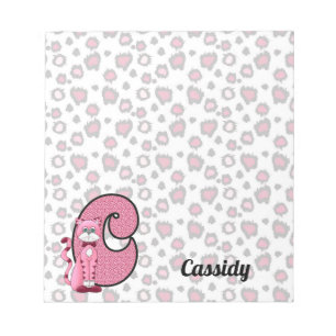Rosa Cat Monogrammed C-Barn Anteckningsblock
