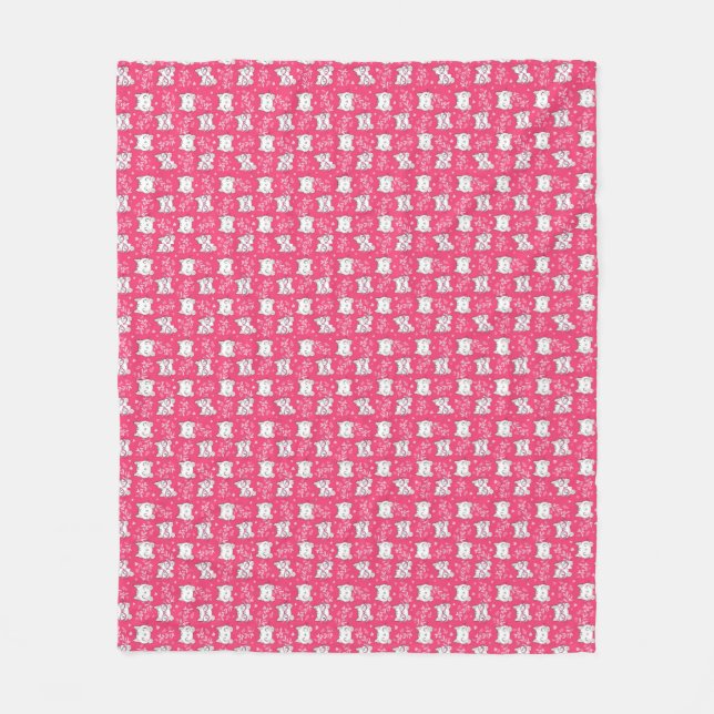 Rosa Cat Mönster Fleece Blanket för barn (Framsidan)