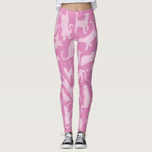 Rosa Cat Mönster Leggings