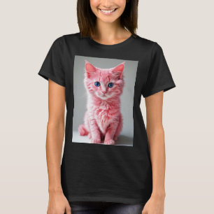 Rosa Cat Photo Porträtt T Shirt
