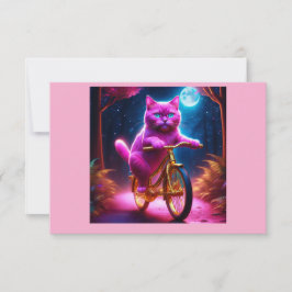 Rosa Cat Riding on Golden Bicycle Tack Kort