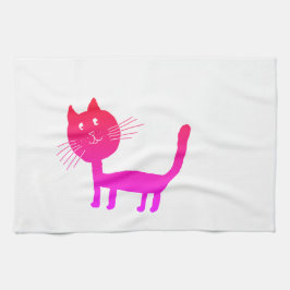 Rosa Cat Teckning Tea Towel Kökshandduk