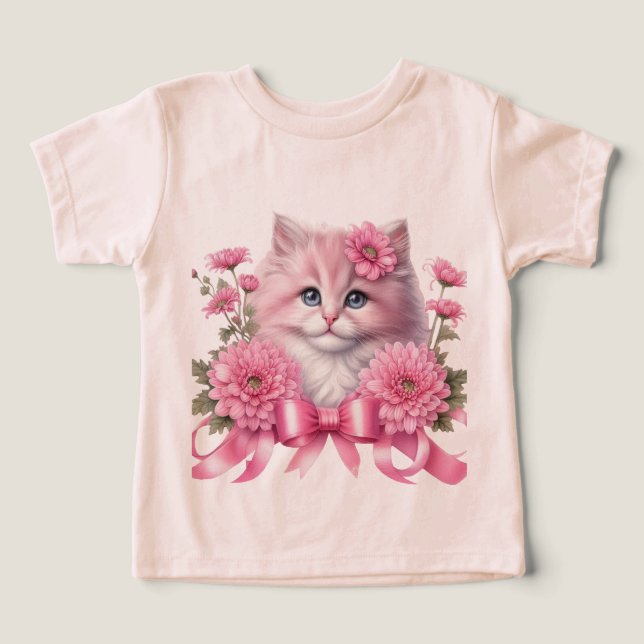 Rosa Cat whit Ribbon T Shirt (Design Framsida)