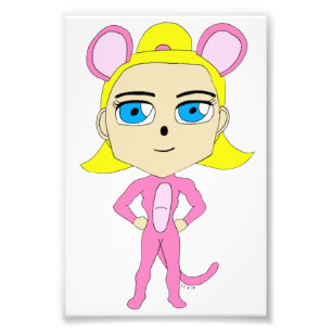 rosa Catgirl Fototryck