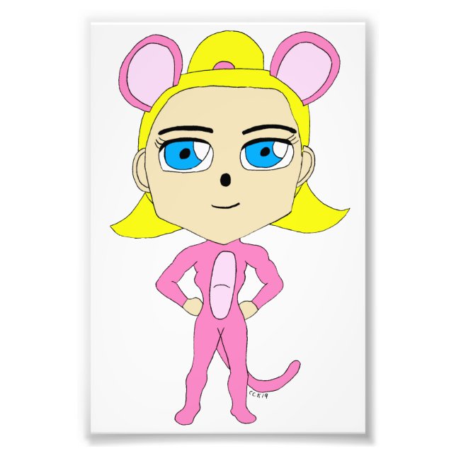 rosa Catgirl Fototryck (Framsidan)