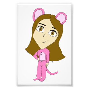 rosa Catgirl Fototryck