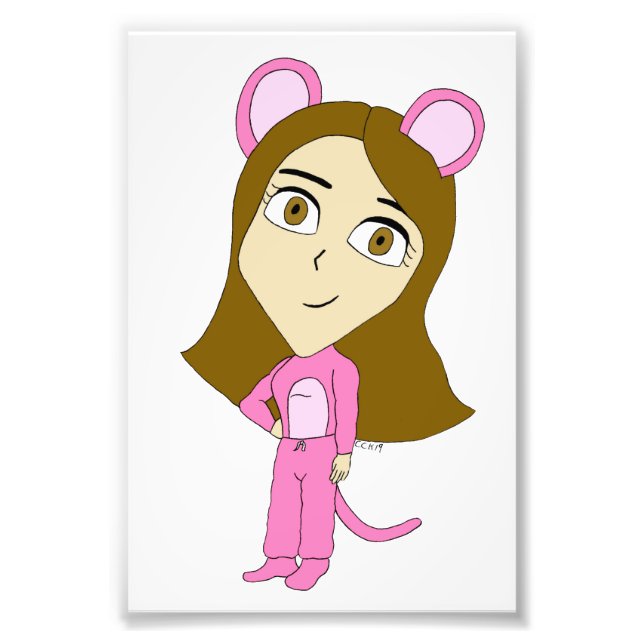 rosa Catgirl Fototryck (Framsidan)