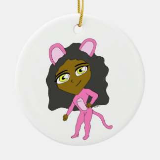 rosa Catgirl Julgransprydnad Keramik