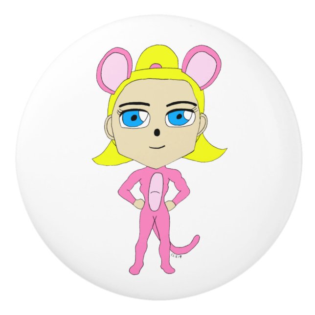rosa Catgirl Knopp (Framsidan)