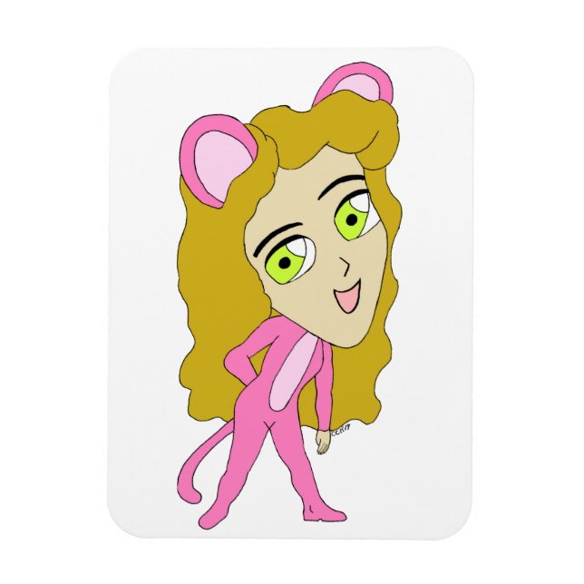 rosa Catgirl Magnet (Vertikal)