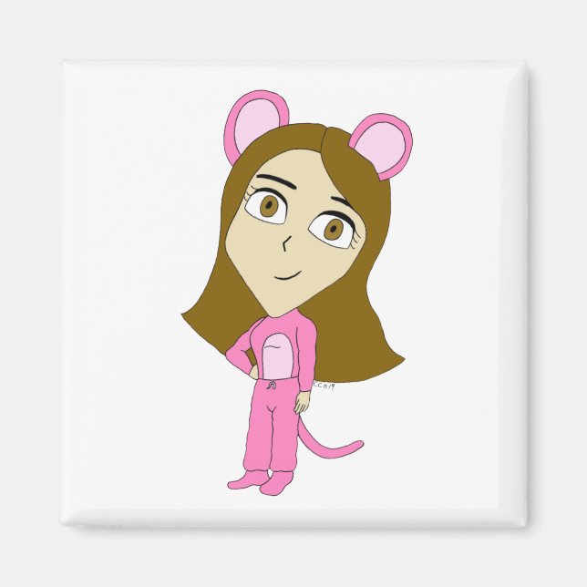 rosa Catgirl Magnet (Framsidan)