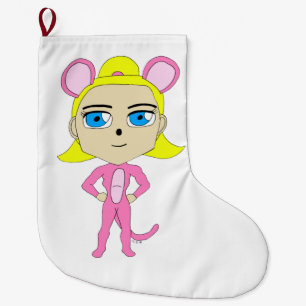 rosa Catgirl Stor Julstrumpa