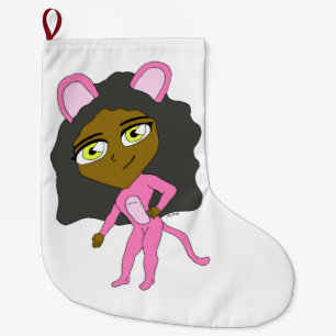 rosa Catgirl Stor Julstrumpa