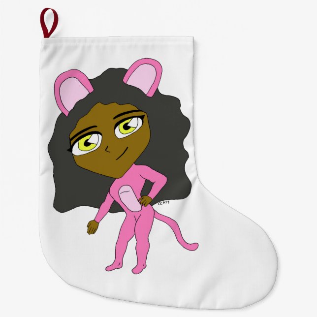 rosa Catgirl Stor Julstrumpa (Framsidan)