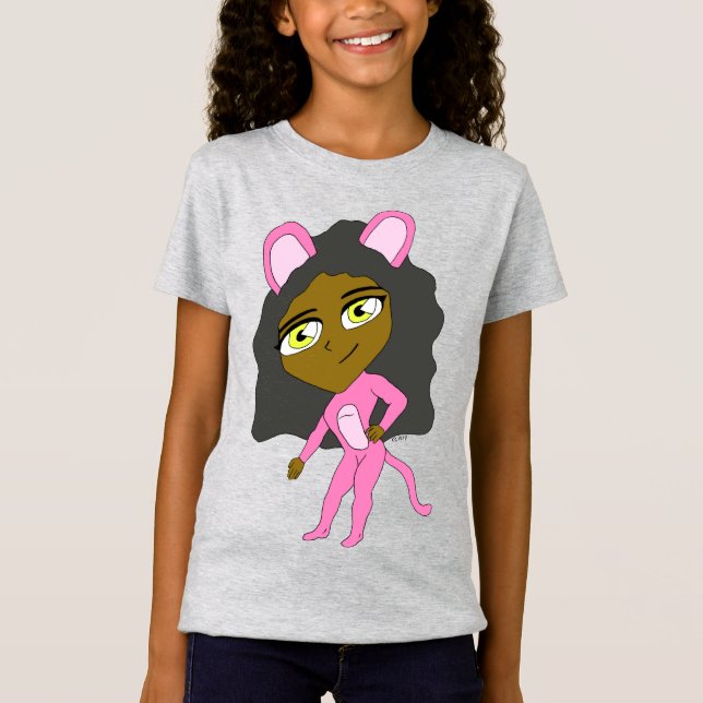 rosa Catgirl T Shirt (Framsida)