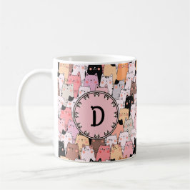 Rosa Cats Illustration Monogram Mugg
