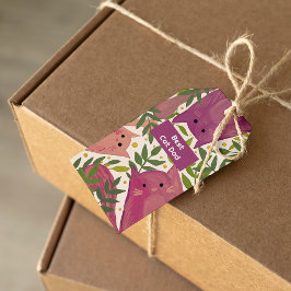 Rosa Cats och grenar Best cat pappa Presentetikett