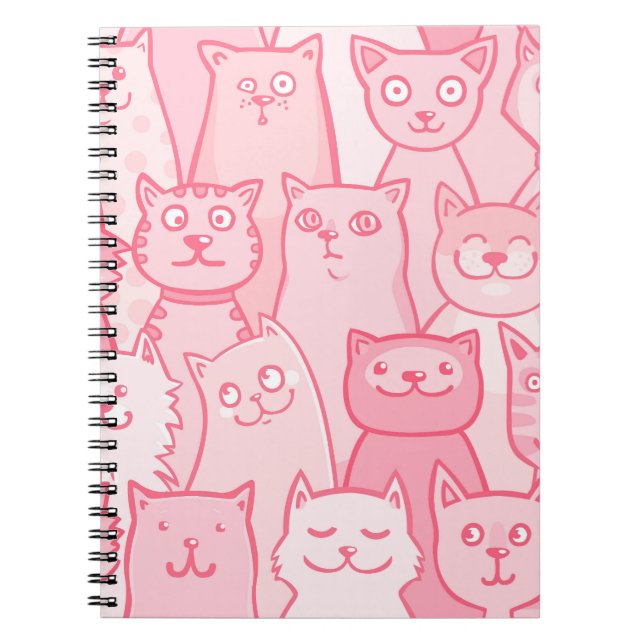 Rosa Cats, Oj, Sömlös Mönster. Anteckningsbok (Framsidan)