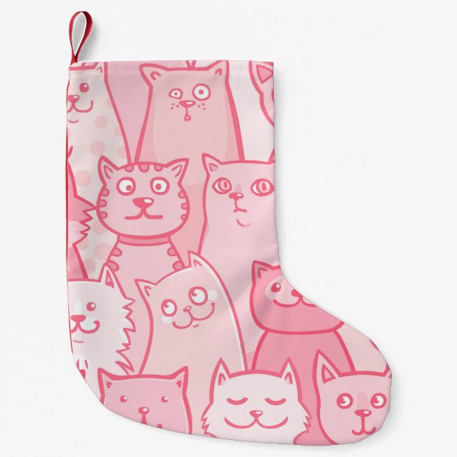 Rosa Cats, Oj, Sömlös Mönster. Liten Julstrumpa (Framsidan)