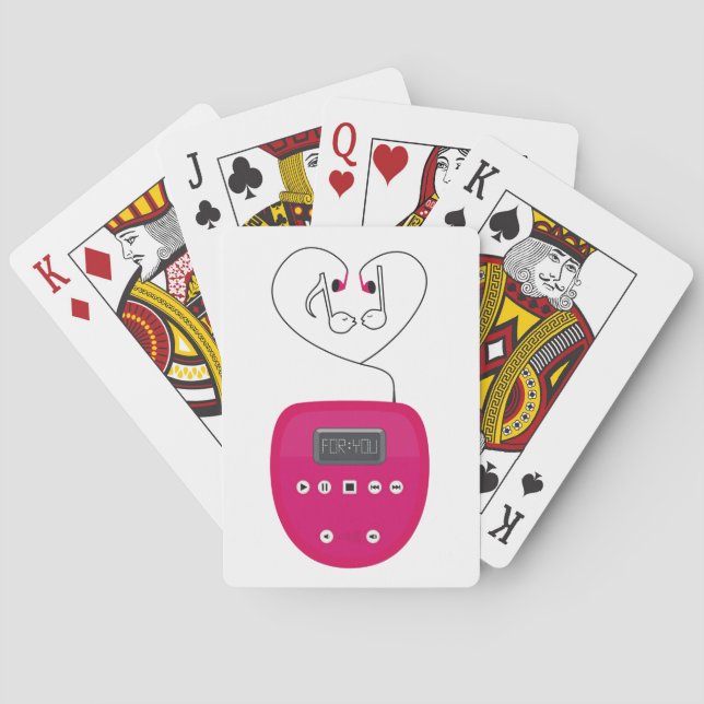 Rosa CD-spelare med hörlurar som kysser Casinokort (Baksidan)