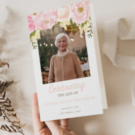 Rosa Celebration of Life Vikt Begravningsprogram Reklamblad