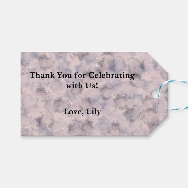 Rosa Celestial Magic Watercolor Birthday Presentetikett (Framsidan (Horisontell))