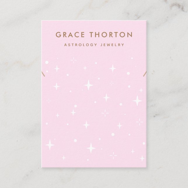 Rosa Celestial Star Necklace Bracelet Visning Card Visitkort (Framsida)
