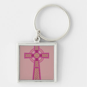 Rosa Celtickor Keychain Fyrkantig Silverfärgad Nyckelring