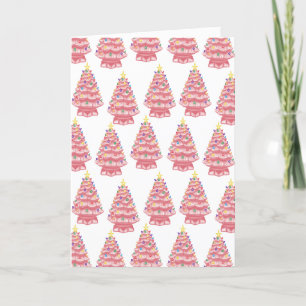 Rosa Ceramic Julafton Träd Card Meddelande
