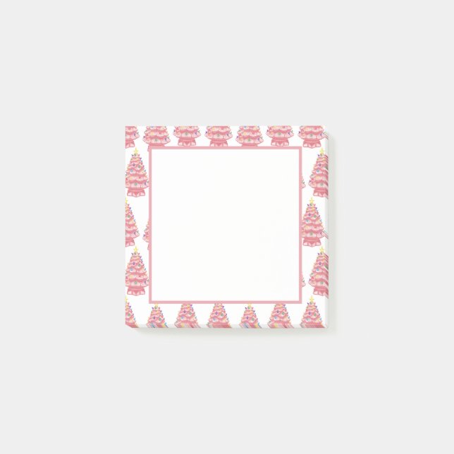 Rosa Ceramic Julafton Träd Notes Post-it Block (Framsida)