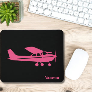 Rosa Cessna Airplan Girly Aviation Anpassningsbar Musmatta