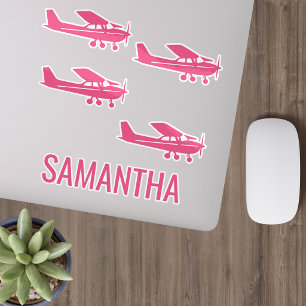 Rosa Cessna flygplan Tjejig Chic Rolig Anpassad Klistermärken