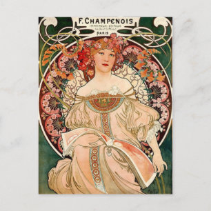 rosa champagne - art nouveau vykort